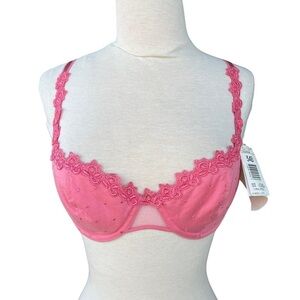 VTG NOS Oscar De La Renta Intimates 515012 Cotton Underwire Bra 34B Coral Lace